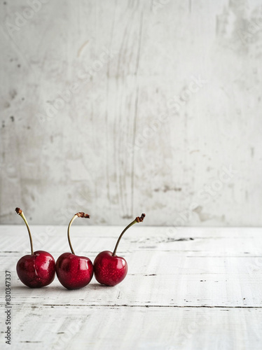 cherries on a wooden table