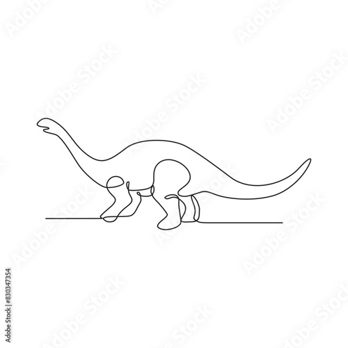One continuous line drawing of Dinosaurs vector illustration. Dinosaurs animal themes in simple continuous line design vector concept. Dinosaurs were a diverse group of reptiles that ruled the Earth.