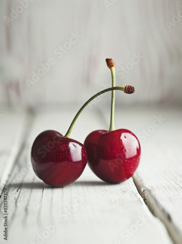 cherries on a wooden table