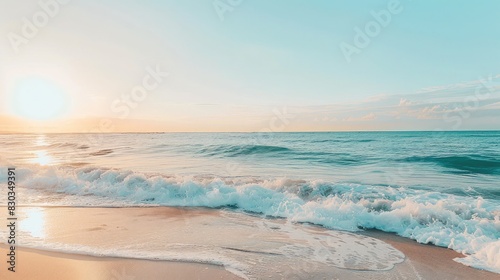 A beach with gentle waves under a clear sky, illustrating the peaceful and endless nature of freedom