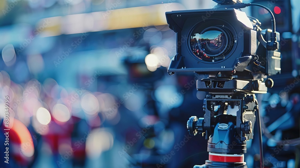 A detailed view of a remotecontrolled pantilt head in action at a sports event, capturing highspeed movements from various angles A detailed view of a remotecontrolled pantilt head in action at a sports event, capturing highspeed movements from various angles