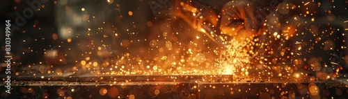 A dramatic scene of a silversmith at work, forging a silver sword in a dimly lit workshop, sparks flying as the hammer strikes