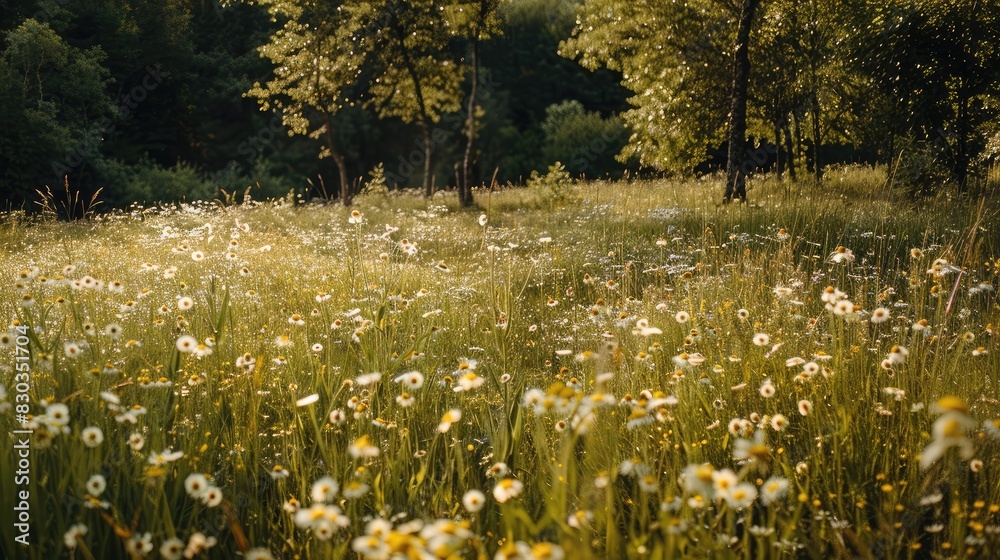 Obraz premium A meadow with wildflowers in bloom, symbolizing the beauty and vibrancy of freedom