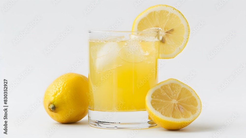 Lemon Fresh fruits beverage juice or cocktail in glass isolated on white background. Lemon Fresh fruits beverage juice or cocktail in glass isolated on white background.