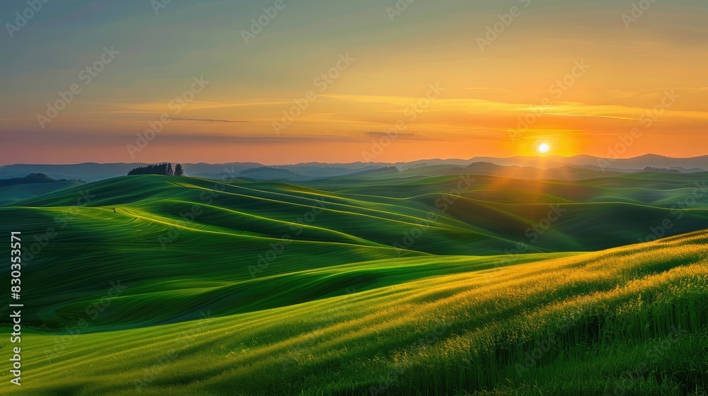 A sunrise over rolling hills, symbolizing the new beginnings and opportunities in freedom A sunrise over rolling hills, symbolizing the new beginnings and opportunities in freedom