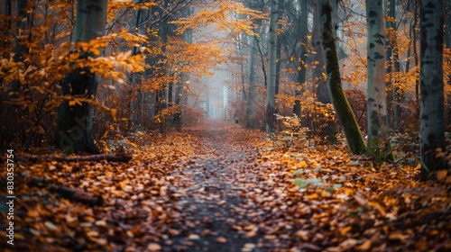 A trail leading through an autumn forest, representing the exploration and discovery in freedom