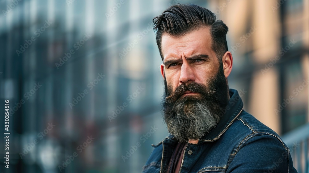Handsome man with a well-groomed beard, looking charismatic and stylish in casual attire Handsome man with a well-groomed beard, looking charismatic and stylish in casual attire