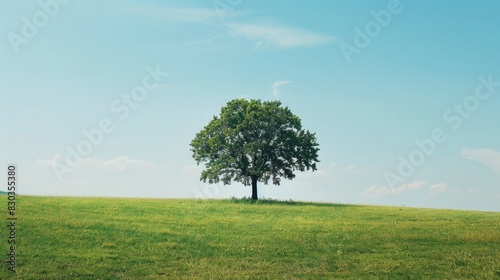 An open field with a single tree  symbolizing the solitude and peace found in freedom