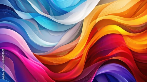 Modern abstract colorful wave background with overlapping waves and vibrant colors