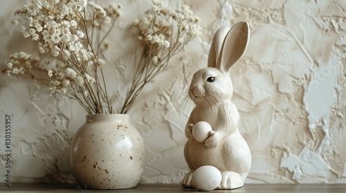 Simple Easter Living Room  Bunny  Eggs  and Dried Flowers Decor
