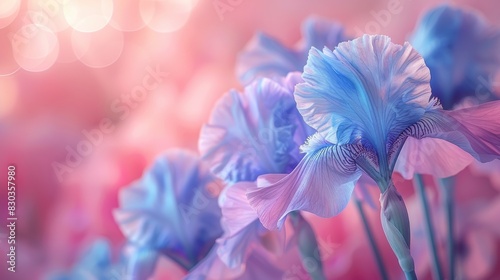 soothing pastel irises backdrop ideal for promoting relaxation and calmness, great for meditation settings