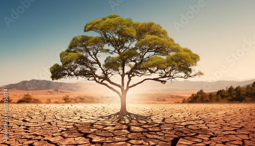 World Environment Day 2024 concept - Land restoration, desertification and drought resilience, 3d tree background. Ecology concept. 