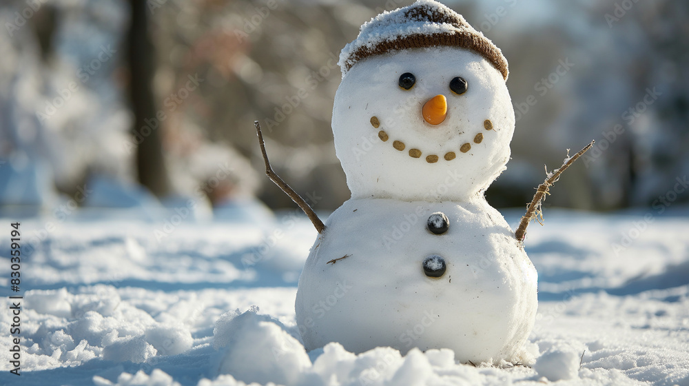 Fototapeta premium snowman on the snow