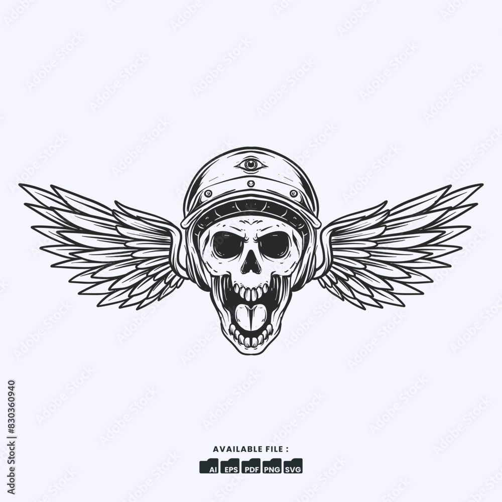 Fototapeta premium Vector Illustration Rider Motorcycle Badge Illustration Logo Handrawn Vintage