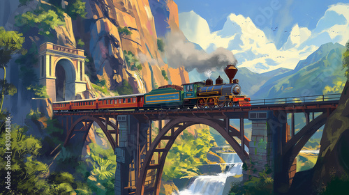 bridge train in the mountains