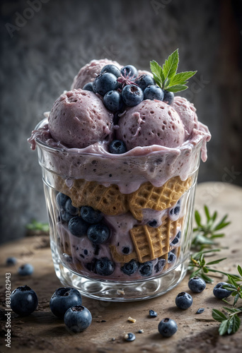 Blueberry Ice Cream with Fresh Blueberries