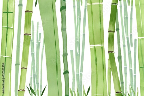 Watercolor bamboo illustration  serene and minimalist  Zen theme  calming design  ample space for text