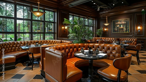 Booth-Style Restaurant Interior with Brown Decor