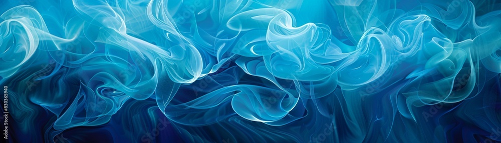 Obraz premium A vibrant blue background with swirling, cloud-like shapes in different shades of blue