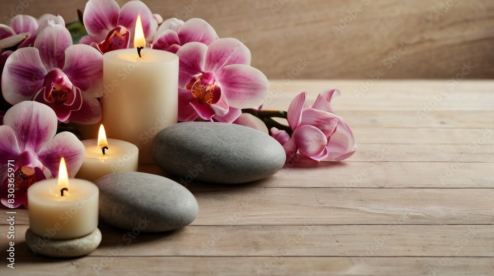 beauty treatment items for spa procedures on wooden table. massage stones, essential oils and sea salt. copy space salon beauty treatment items for spa procedures on wooden table. massage stones, essential oils and sea salt. copy space salon