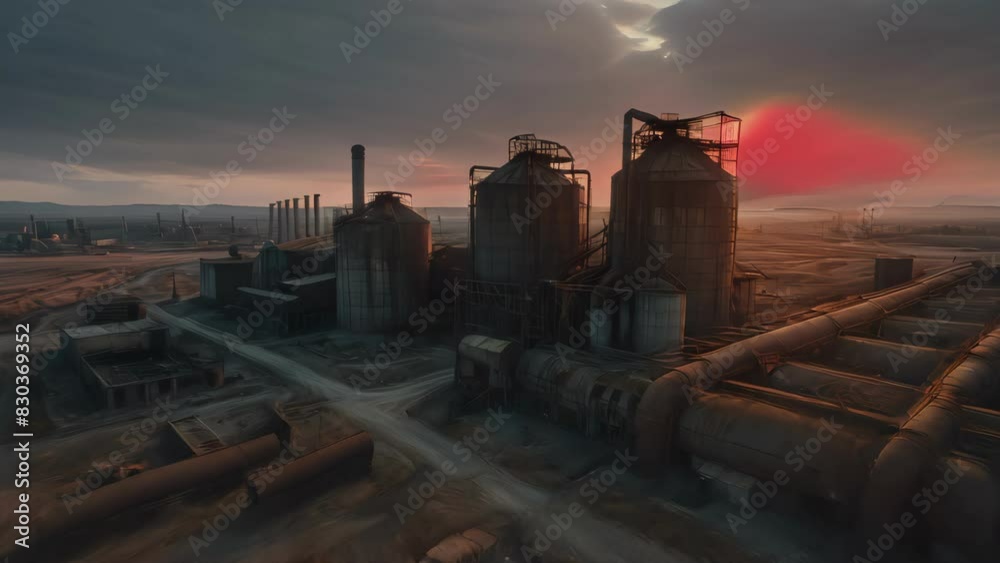 Factory With Smoke Stacks in the Background Factory With Smoke Stacks in the Background
