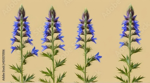 Blue Flowers Against Tan Background