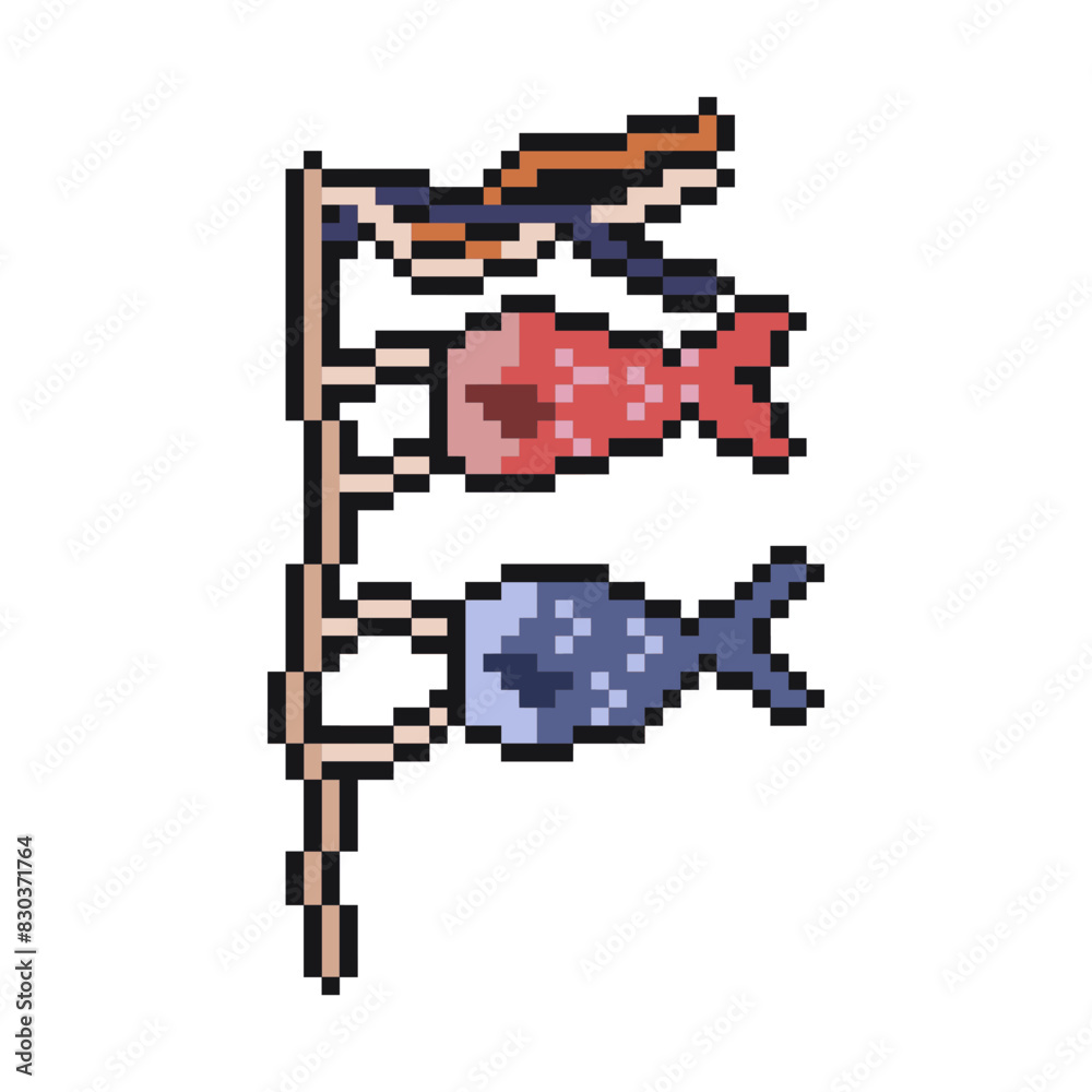 Fototapeta premium fish flag pixel art for dynamic digital projects and designs.
