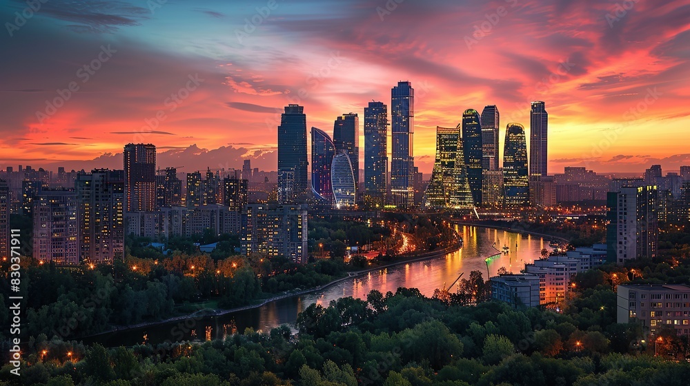 Fototapeta premium view from drone over Hillsborough river and tall buildings