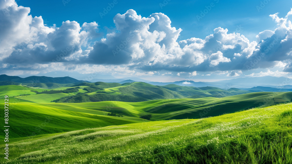 Obraz premium green grass and blue sky