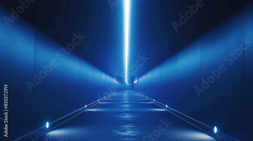Polygonal bridge design. The effect of night lights on the road. Blue background.