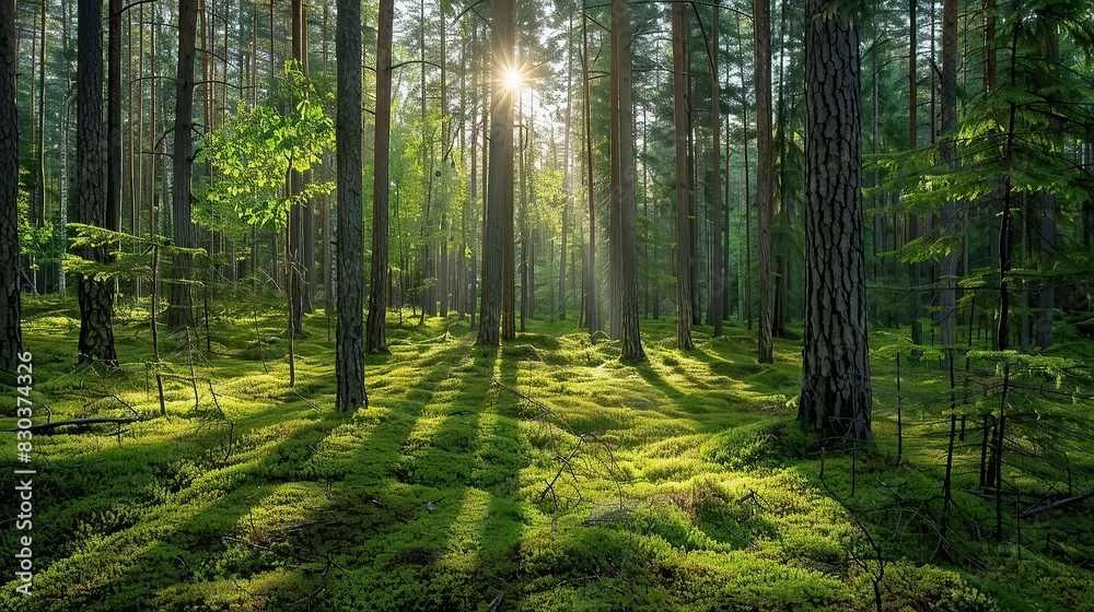 Fototapeta premium sunlight penetrates the wood
