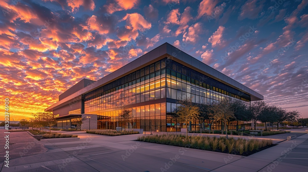 Obraz premium Stunning commercial building with brilliant sky