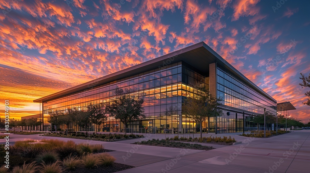 Stunning commercial building with brilliant sky Stunning commercial building with brilliant sky