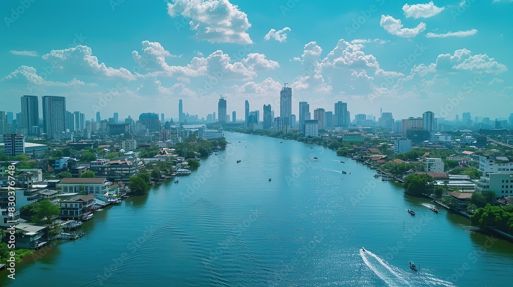 Obraz premium downtown Bangkok skyline and the Grand River