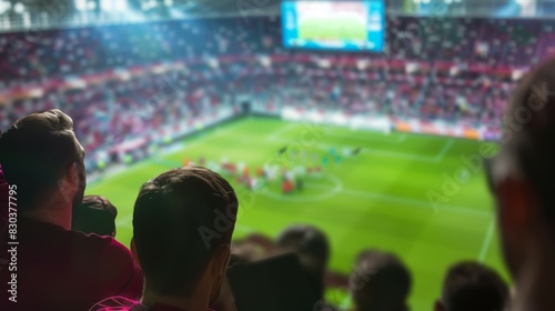 Wallpaper Mural A soccer field with a crowd of people watching the game, football fans Torontodigital.ca