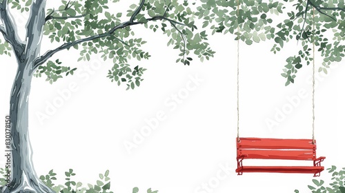 Bring whimsical charm to your backyard with this highdefinition illustration of a tree swing, perfect for outdoor fun and nostalgic vibes. photo