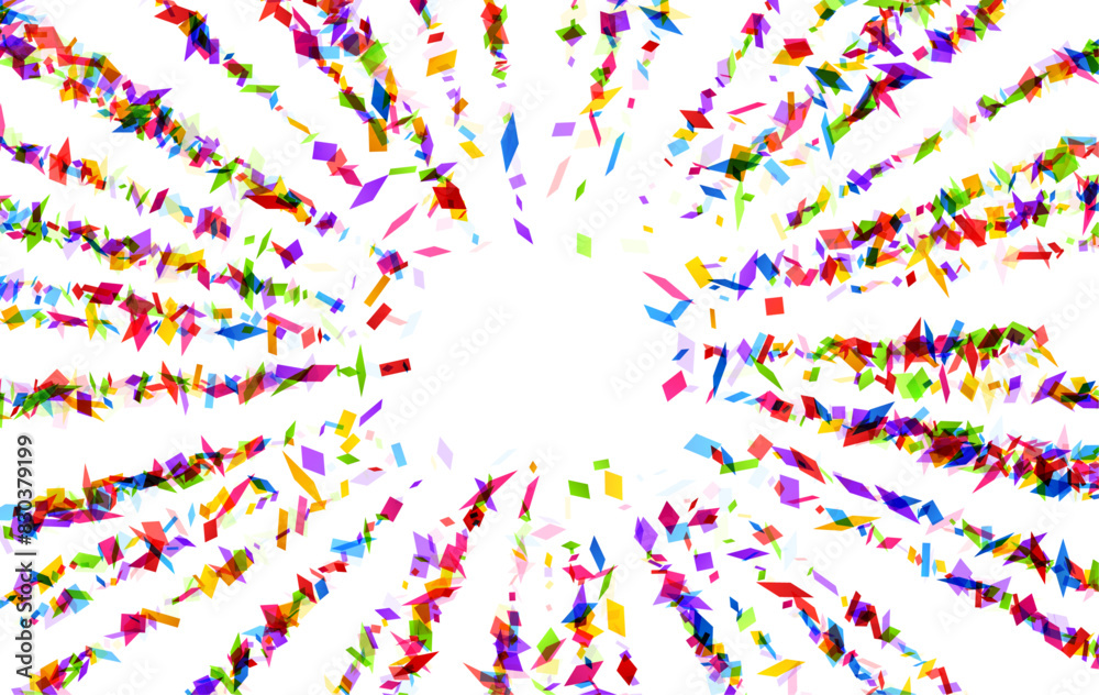 Dynamic Confetti Burst on White Panorama Dynamic Confetti Burst on White Panorama