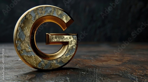 A close up of a golden letter on a table. Suitable for business and communication concepts