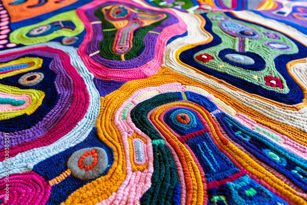 Vibrant Threads. Tapestry. Colorful Woven Textile Background. Vibrant Threads. Tapestry. Colorful Woven Textile Background.