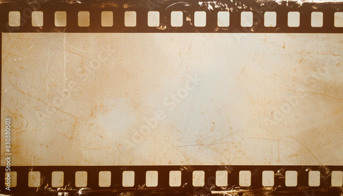 Vintage sepia film strip frame scratched textured., with copy and design areas