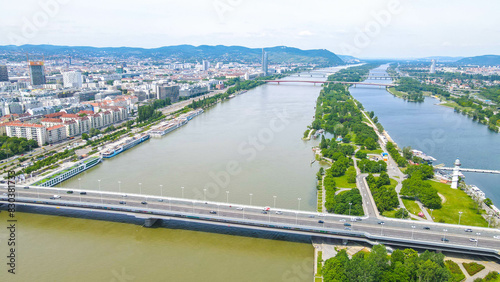 Danubio aerial dron view wien, wien, Semmering, Austria.
