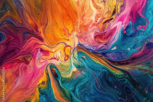 Vibrant abstract painting with swirling colors. Suitable for backgrounds or artistic concepts