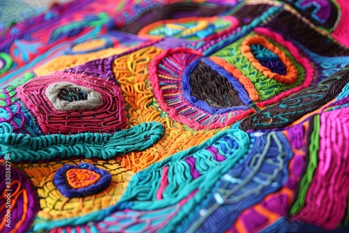 Vibrant Threads. Tapestry. Colorful Woven Textile Background. 