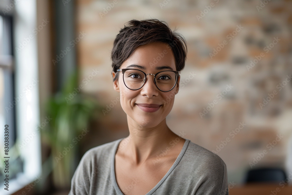 portrait of a mixed race woman in glasses portrait of a mixed race woman in glasses