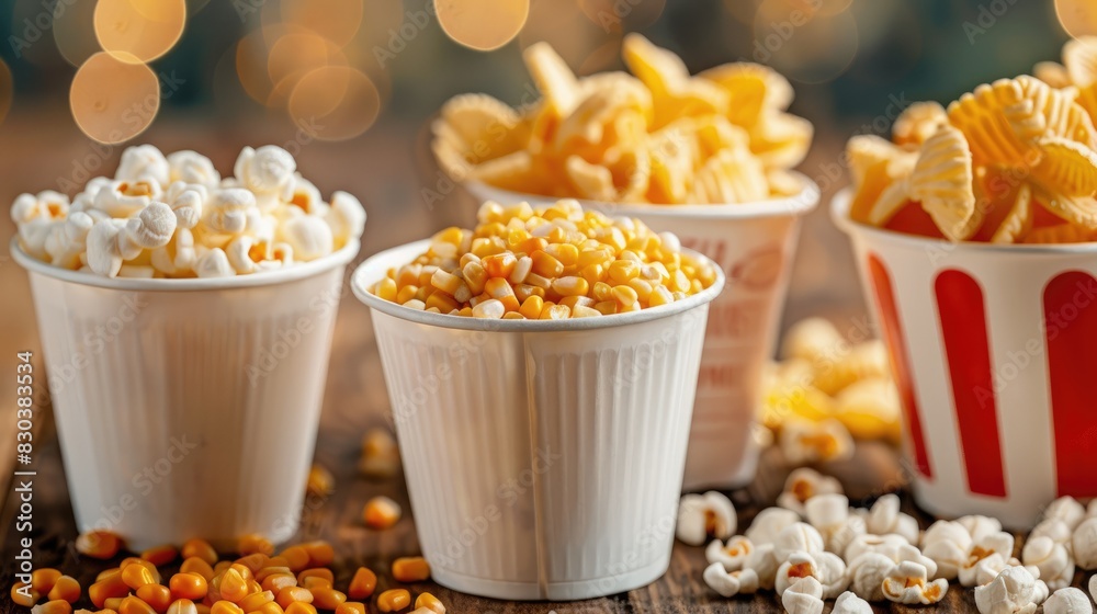 Snack options for enjoying a film Concession stand treats Corn kernels Snack options for enjoying a film Concession stand treats Corn kernels