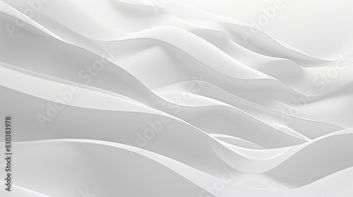Clean and minimalist design featuring wave-like white forms merging with a spotless backdrop.