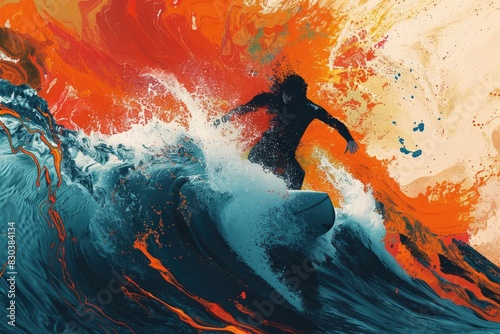 A man riding a wave on top of a surfboard. Perfect for surfing enthusiasts