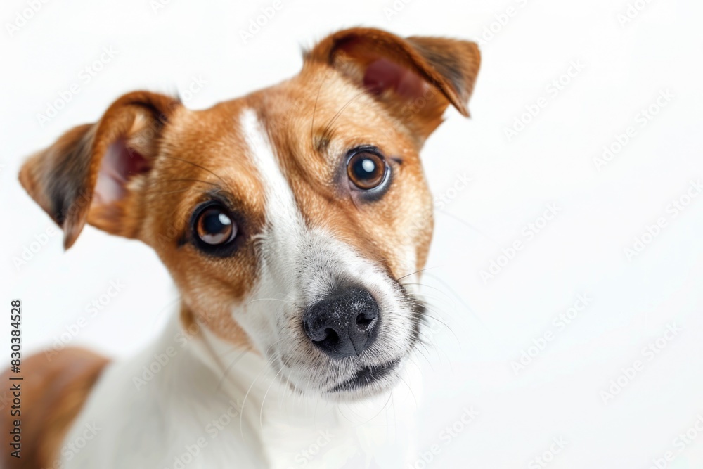 A brown and white dog looking at the camera. Suitable for pet-related projects A brown and white dog looking at the camera. Suitable for pet-related projects