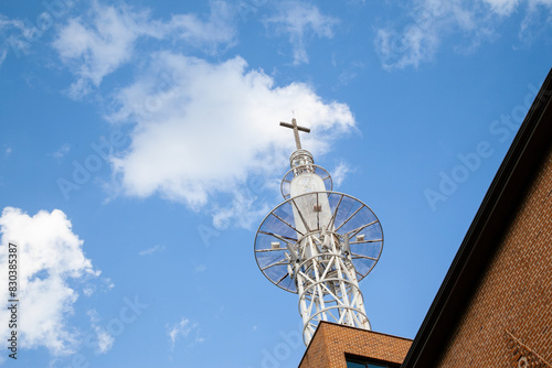 View of the cross tower in the church photo