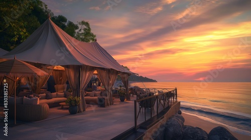 sunset on the beach.